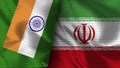 Iran and India Realistic Flag Ã¢â¬â Fabric Texture Illustration
